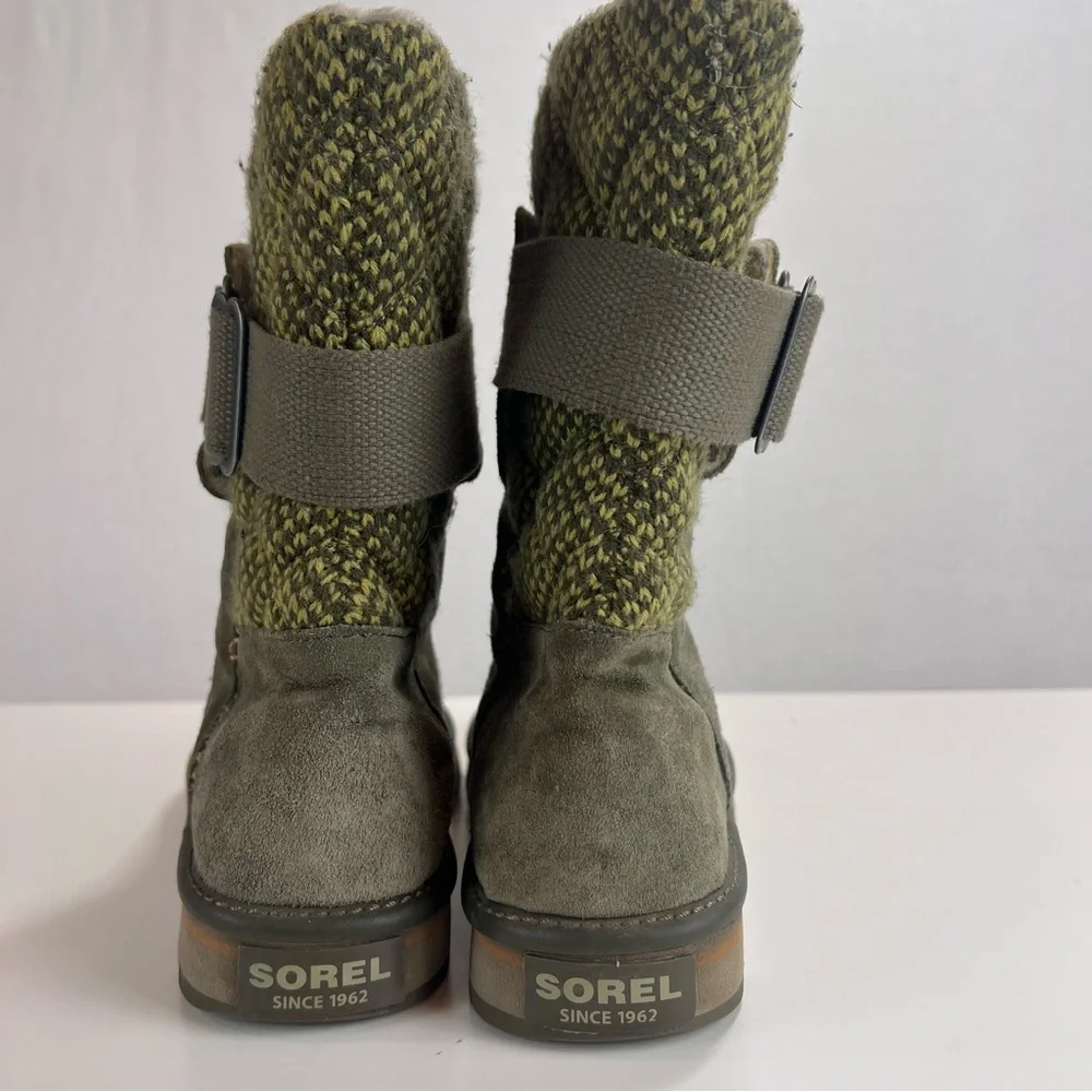 Sorel Campus Newbie Green Suede Boots Women’s Size 9 Winter Outdoor - Picture 3 of 9